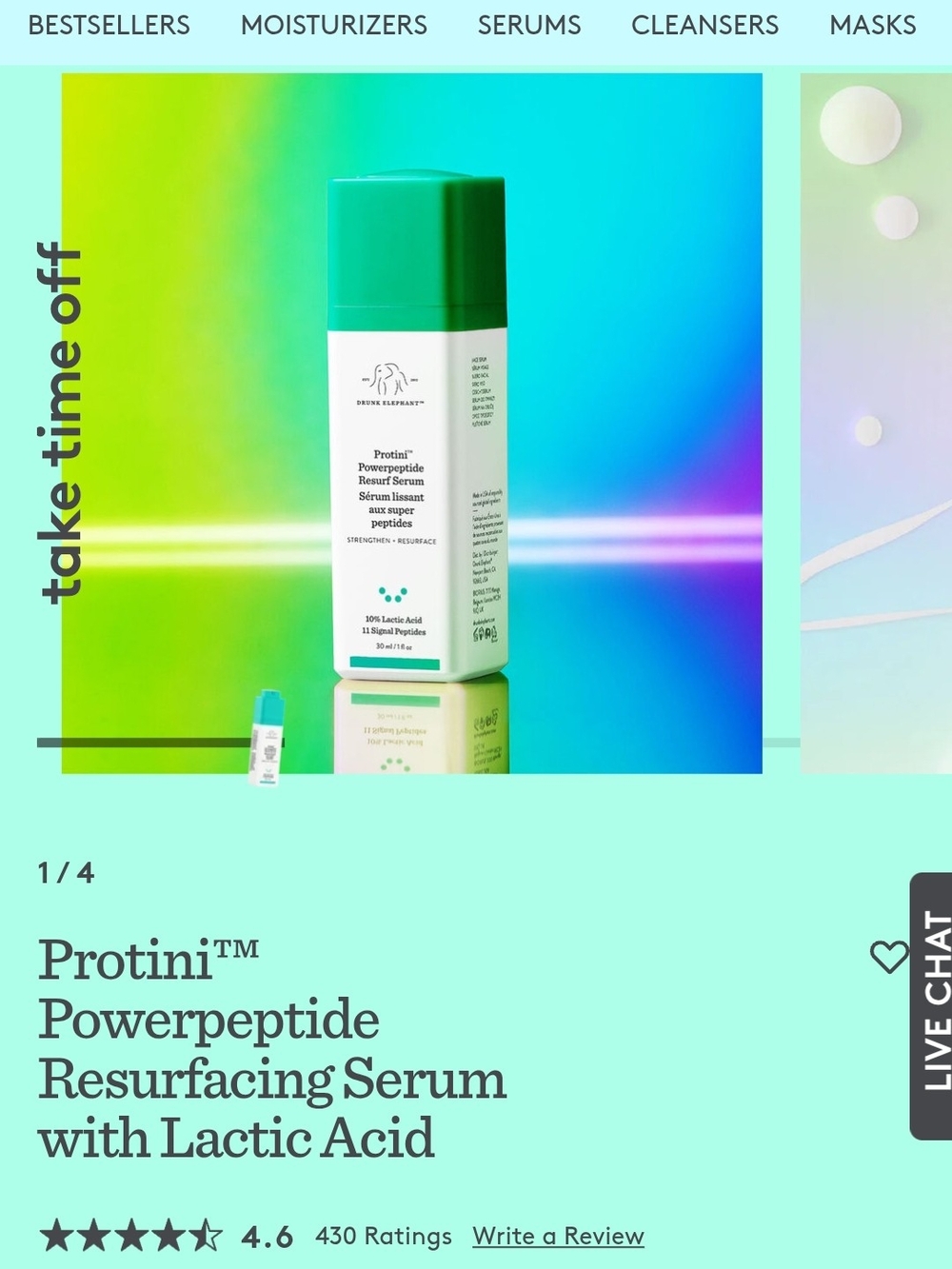 Drunk Elephant Protini™ Resurfacing Serum — Green & White Packaging